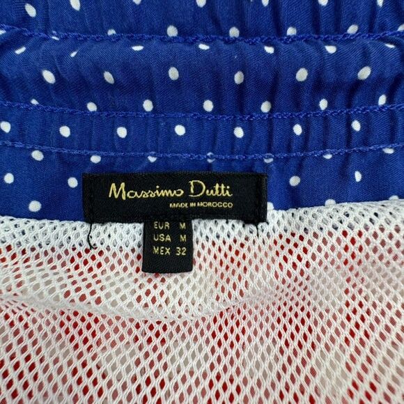 Massimo Dutti Swim Shorts M Red Gingham Navy Polka Dot Preppy Beach - Picture 3 of 15